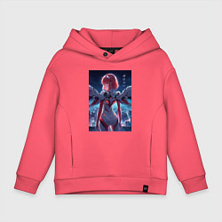 Толстовка оверсайз детская Zero two - Darling in the Franxx - cyberpunk, цвет: коралловый