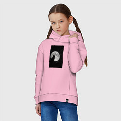 Толстовка оверсайз детская Кот при луне, цвет: светло-розовый — фото 2
