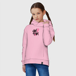 Толстовка оверсайз детская Girl power black and pink, цвет: светло-розовый — фото 2