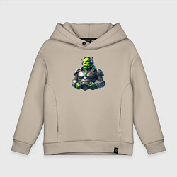Толстовка оверсайз детская G2 esports team - cyber Shrek, цвет: миндальный