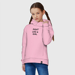 Толстовка оверсайз детская Fight like a girl, цвет: светло-розовый — фото 2