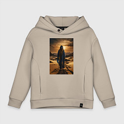 Толстовка оверсайз детская Человек в пустыне, цвет: миндальный