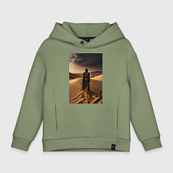 Толстовка оверсайз детская В пустыне вечером, цвет: авокадо