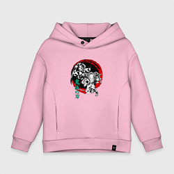 Толстовка оверсайз детская Клинок рассекающий демонов Незуко и Тандзиро круг, цвет: светло-розовый