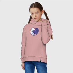 Толстовка оверсайз детская Сердечные котики, цвет: пыльно-розовый — фото 2