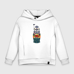 Толстовка оверсайз детская Матрешка шлем штурмовика, цвет: белый