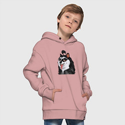 Толстовка оверсайз детская NFT Doge - Kiss, цвет: пыльно-розовый — фото 2