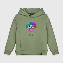 Толстовка оверсайз детская Cartoon clown colorful, цвет: авокадо