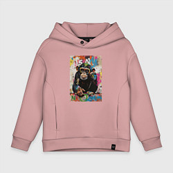 Толстовка оверсайз детская Monkey color, цвет: пыльно-розовый
