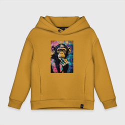 Толстовка оверсайз детская Cute monkey, цвет: горчичный
