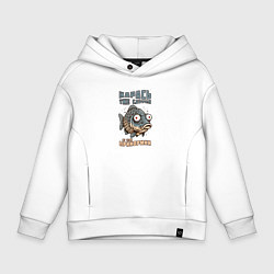 Толстовка оверсайз детская Карась уже сдурел от этой прикормки, цвет: белый
