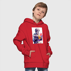 Толстовка оверсайз детская Античная статуя и граффити, цвет: красный — фото 2