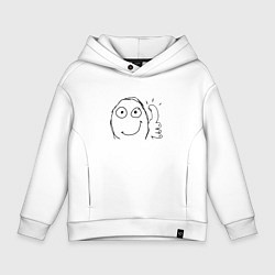 Толстовка оверсайз детская Палец вверх мем, цвет: белый