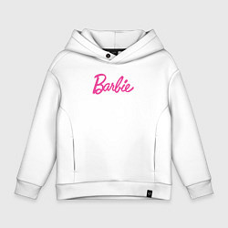 Толстовка оверсайз детская Барби надпись, цвет: белый