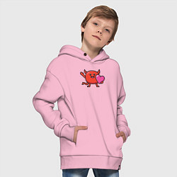 Толстовка оверсайз детская Дьяволёнок с сердцем, цвет: светло-розовый — фото 2