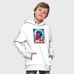 Толстовка оверсайз детская Rolling Stones - skull transformation, цвет: белый — фото 2
