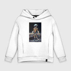 Толстовка оверсайз детская Полупрозрачный инопланетянин, цвет: белый