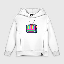 Толстовка оверсайз детская Старый телевизор, цвет: белый