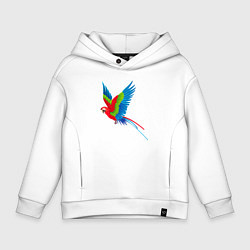 Толстовка оверсайз детская Экзотический попугай, цвет: белый