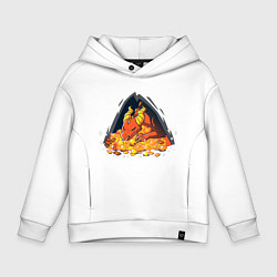 Толстовка оверсайз детская Dragon in a cave with treasures, цвет: белый