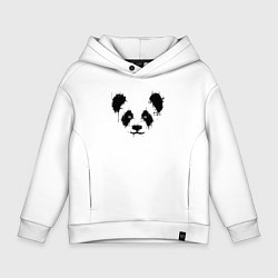 Толстовка оверсайз детская Морда панды - кляксы, цвет: белый
