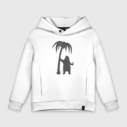 Толстовка оверсайз детская Мишка и пальма, цвет: белый