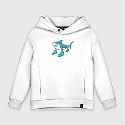 Толстовка оверсайз детская Тралалеро тралала, акула в кроссовках, мем, цвет: белый