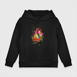 Толстовка оверсайз детская David Bowie Art, цвет: черный