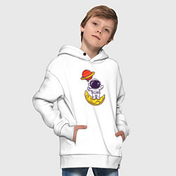 Толстовка оверсайз детская Сатурн и Луна, цвет: белый — фото 2