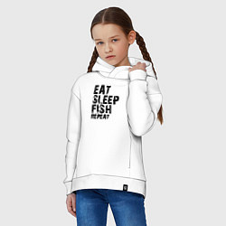Толстовка оверсайз детская Eat sleep fish, цвет: белый — фото 2