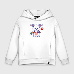 Толстовка оверсайз детская Сердитый кролик с морковкой, цвет: белый