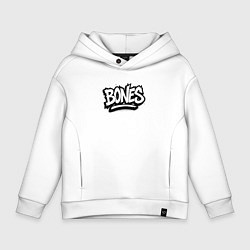 Толстовка оверсайз детская Bones белый логотип, цвет: белый