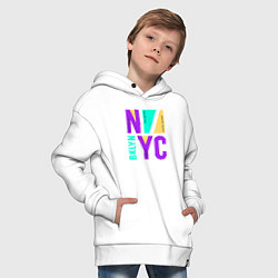 Толстовка оверсайз детская Районы в городе Нью-Йорк, цвет: белый — фото 2