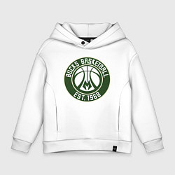 Толстовка оверсайз детская Милуоки Бакс - команда, цвет: белый