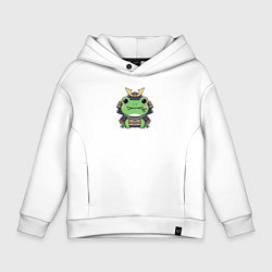 Толстовка оверсайз детская Кавайная жабка самурай, цвет: белый