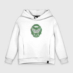 Толстовка оверсайз детская Doom slayer logo, цвет: белый