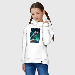 Толстовка оверсайз детская Bender bending robot and tyrannosaurus - planet ex, цвет: белый — фото 2