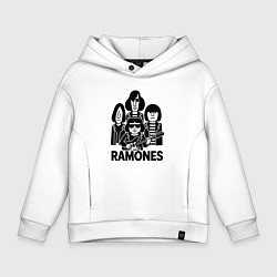 Толстовка оверсайз детская Ramones силуэты, цвет: белый