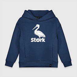 Толстовка оверсайз детская Аисты в минимализме, цвет: тёмно-синий