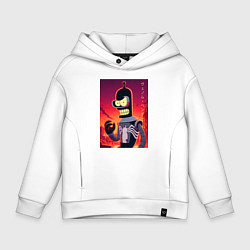 Толстовка оверсайз детская Веном Бендер - мем, цвет: белый