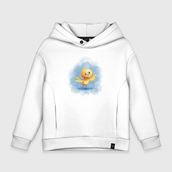 Толстовка оверсайз детская Цыпленок учится летать, цвет: белый