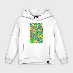 Толстовка оверсайз детская Яркие тропические рыбки, цвет: белый