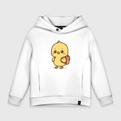 Толстовка оверсайз детская Цыпленок с рюкзаком, цвет: белый