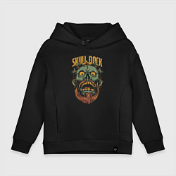 Толстовка оверсайз детская Бородатый череп, цвет: черный