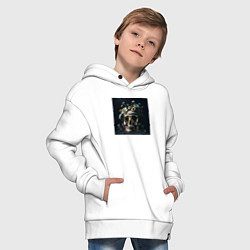 Толстовка оверсайз детская Череп мрачный в цветах, цвет: белый — фото 2