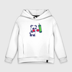 Толстовка оверсайз детская Панда боксёр, цвет: белый