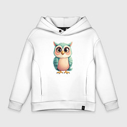 Толстовка оверсайз детская Милый совенок, цвет: белый
