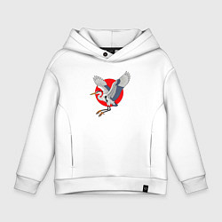 Толстовка оверсайз детская Цапля на закате, цвет: белый