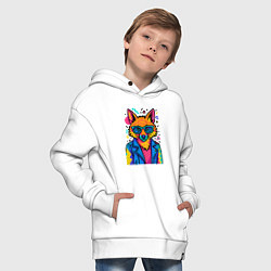 Толстовка оверсайз детская Лиса Pop Colors, цвет: белый — фото 2