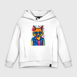 Толстовка оверсайз детская Лиса Pop Colors, цвет: белый